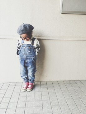 「Lee（リー）のアイテム（サロペット/オーバーオール）」を使った、yuyuemさん（キッズ・100cm）の冬コーディネート