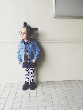 「OLD NAVY（オールドネイビー）のアイテム（レッグウェア）」を使った、yuyuemさん（キッズ・100cm）の冬コーディネート