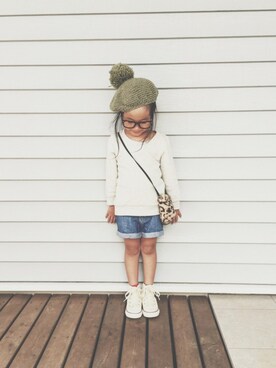 「OLD NAVY（オールドネイビー）のアイテム（パンツ）」を使った、yuyuemさん（キッズ・100cm）の秋コーディネート