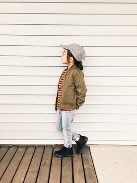 「H&M（エイチ・アンド・エム）のアイテム」を使った、yuyuemさん（キッズ・110cm）の秋コーディネート