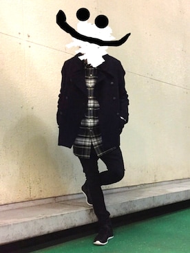 「モードストリート」｜「アイテム（ピーコート）」を使った、ULS.さん（メンズ・180cm）の春コーディネート