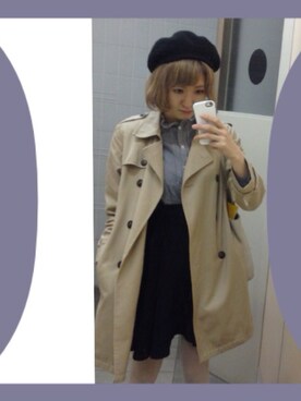 「学校」｜「アイテム（トレンチコート）」を使った、みいさん（レディース・167cm）の冬コーディネート
