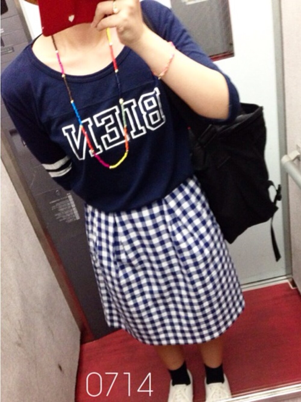 「ギンガムチェック、ootd、keds、outfit、code、IENA SLOBE、niko and ...」｜「Manhattan PortageのUrban Messenger M（メッセンジャーバッグ、ブラック系）」を使った、Ayaka Taniguchiさん（レディース・161cm）の夏コーディネートの1枚目の写真
