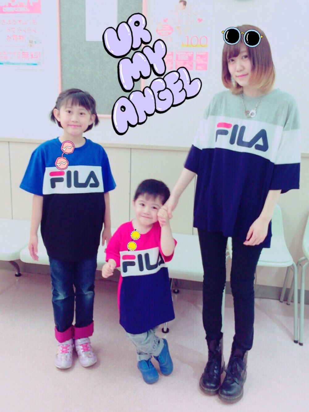 「おそろいコーデ、FILA」｜「atmos/atmos girlsのDr.Martens 1460 WOMENS 8EYE BOOT [ドクターマーチン 1460 ウィメンズ 8アイ ブーツ]（ブーツ、ブラック系）」を使った、☁︎ じょるち ☁︎さん（レディース・157cm）の夏コーディネートの1枚目の写真