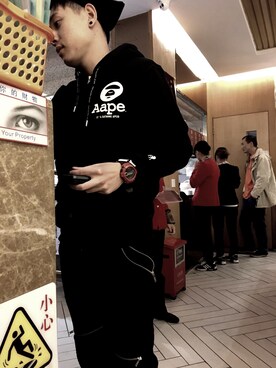 「AAPE BY A BATHING APE（エーエイプバイアベイシングエイプ）のアイテム（ジャケット/アウター）」を使った、KINさん（メンズ・173cm）の春コーディネート