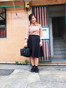 「アイテム（アナログ腕時計、ピンク系）」を使った、szemuiさん（レディース・156cm）の秋コーディネート