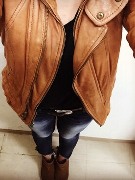 「Ungrid（アングリッド）のインディゴフレイドヘムストスリ（デニムパンツ）」を使った、Himawariさん（レディース・158cm）の春コーディネート