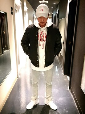 「BAGARCH（バガーチ）のアイテム（キャップ）」を使った、TAKUMIさん（メンズ・170cm）の冬コーディネート