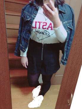 「もらいもののアイテム（デニムジャケット、ブルー系）」を使った、loveさん（レディース・157cm）の秋コーディネート