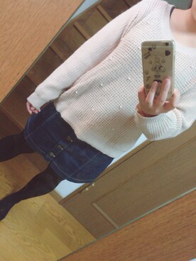 「LOWRYS FARM（ローリーズファーム）のアイテム（ニット/セーター、ベージュ系）」を使った、loveさん（レディース・157cm）の冬コーディネート