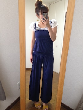 「ROYAL PARTY（ロイヤルパーティー）のアイテム（オールインワン・サロペット）」を使った、mikiさん（レディース・158cm）の夏コーディネート
