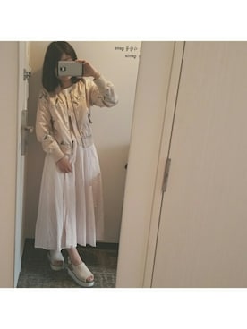 「LILY BROWN（リリーブラウン）のアイテム（スタジャン）」を使った、Sarangさん（レディース・147cm）の春コーディネート