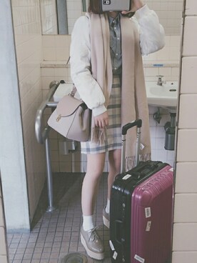 「SNIDEL（スナイデル）のアイテム（ブルゾン）」を使った、Sarangさん（レディース・147cm）の秋コーディネート