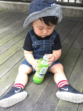 「ドラフトGAP」｜「アイテム（サロペット/オーバーオール）」を使った、eitomanさん（キッズ・80cm）の夏コーディネート