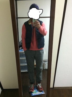 「BLUE BLUE（ブルーブルー）のアイテム（ニットキャップ/ビーニー）」を使った、ダイコンさん（メンズ・165cm）の秋コーディネート