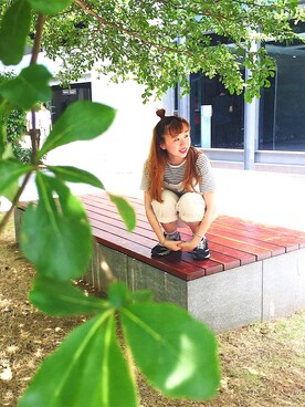 「SKECHERS（スケッチャーズ）のアイテム（スニーカー、ブラック系）」を使った、企鹅0528さん（レディース・160cm）の夏コーディネート