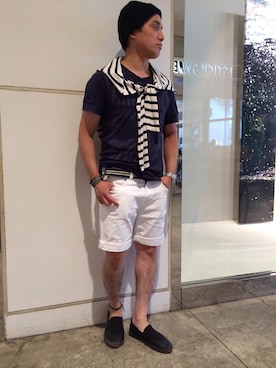「ショーパン」｜「アイテム（その他シューズ）」を使った、Takashi.e.rさん（メンズ・165cm）の春コーディネート