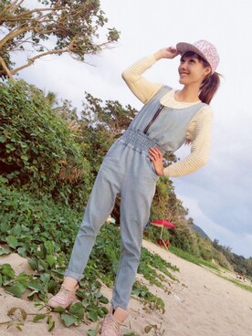 「beach」｜「アイテム（つなぎ/オールインワン）」を使った、ivywengさん（レディース・160cm）の冬コーディネート