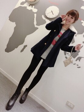 「毛衣」｜「アイテム（ダウンジャケット/コート）」を使った、ivywengさん（レディース・160cm）の冬コーディネート