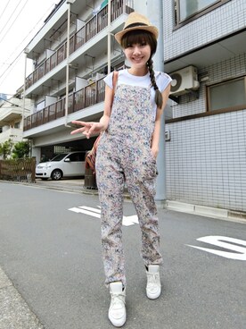「hat」｜「アイテム（サロペット/オーバーオール）」を使った、ivywengさん（レディース・160cm）の夏コーディネート