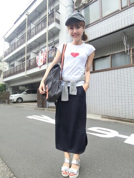「blue」｜「アイテム（ハンチング/ベレー帽）」を使った、ivywengさん（レディース・160cm）の夏コーディネート
