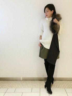 「ファー」｜「アイテム（財布/小物）」を使った、GALLARDAGALANTE福岡さん（レディース・153cm）の冬コーディネート