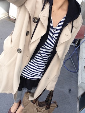 「AS KNOW AS PINKY（アズノゥアズピンキー）のアイテム（トレンチコート）」を使った、Chiharuさん（レディース・155cm）の春コーディネート