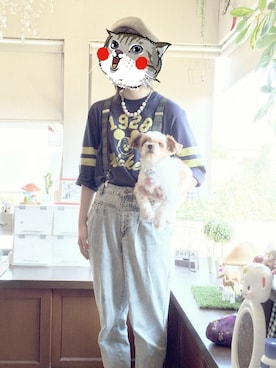 「UNIQLO（ユニクロ）のアイテム（Tシャツ/カットソー、ブルー系）」を使った、rayのんのさん（レディース・160cm）の秋コーディネート