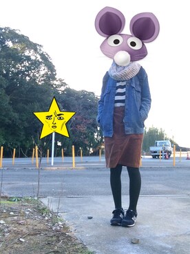 「しまむら（シマムラ）のアイテム（デニムジャケット、ブルー系）」を使った、rayのんのさん（レディース・160cm）の秋コーディネート