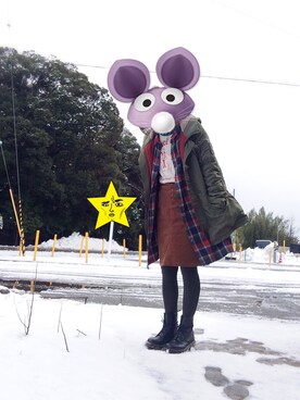 「POU DOU DOU（プードゥドゥ）のアイテム（シャツワンピース）」を使った、rayのんのさん（レディース・160cm）の冬コーディネート