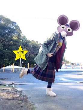 「POU DOU DOU（プードゥドゥ）のアイテム（ミリタリージャケット）」を使った、rayのんのさん（レディース・160cm）の冬コーディネート