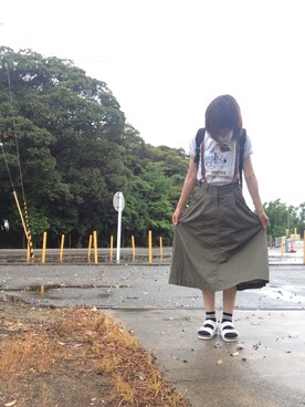 「BIRKENSTOCK（ビルケンシュトック）のアイテム（サンダル、ホワイト系）」を使った、rayのんのさん（レディース・160cm）の夏コーディネート