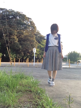 「しまむら（シマムラ）のアイテム（スカート、ホワイト系）」を使った、rayのんのさん（レディース・160cm）の夏コーディネート