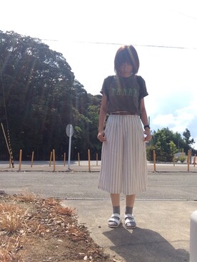 「Honeys（ハニーズ）のアイテム（その他パンツ、ホワイト系）」を使った、rayのんのさん（レディース・160cm）の夏コーディネート