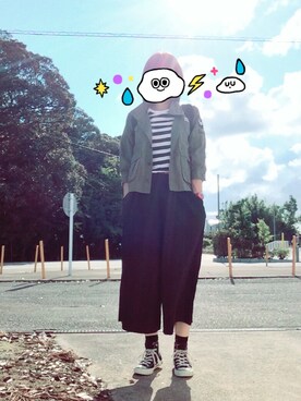 「Honeys（ハニーズ）のアイテム（その他パンツ、ブラック系）」を使った、rayのんのさん（レディース・160cm）の秋コーディネート