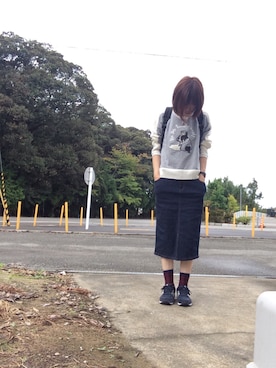 「WEGO（ウィゴー）のアイテム（デニムスカート、ブルー系）」を使った、rayのんのさん（レディース・160cm）の秋コーディネート