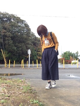 「しまむら（シマムラ）のアイテム（その他パンツ、ブルー系）」を使った、rayのんのさん（レディース・160cm）の秋コーディネート