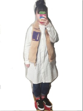「aiko」｜「アイテム（シャツワンピース）」を使った、Ri*さん（レディース・152cm）の冬コーディネート