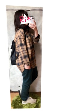 「ネルシャツ」｜「アイテム（雑貨/ホビー）」を使った、Ri*さん（レディース・152cm）の秋コーディネート