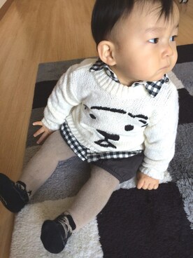 「D.fesense（ディーフェセンス）のアイテム（パンツ）」を使った、asaさん（キッズ・80cm）の冬コーディネート