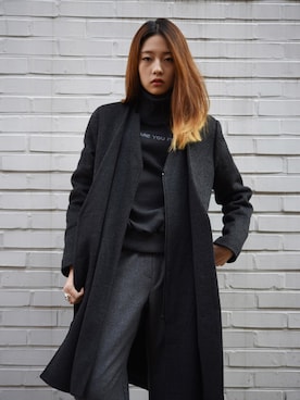 「gray」｜「アイテム（ダウンジャケット/コート）」を使った、thestudioKさん（レディース・173cm）の冬コーディネート