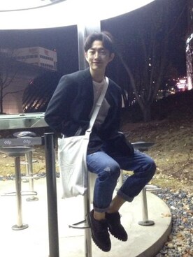 「アイテム（エコバッグ/サブバッグ）」を使った、thestudioKさん（メンズ・175cm）の春コーディネート