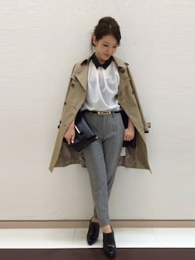 「Spick & Span（スピックアンドスパン）のアイテム（トレンチコート）」を使った、SHINoさん（レディース・160cm）の秋コーディネート