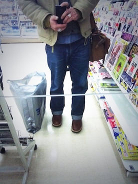 「HELLER'S CAFE（ヘラーズカフェ）のアイテム」を使った、サドマッシ～ン@ズルい香りがする男さん（メンズ・173cm）の春コーディネート