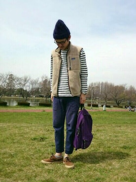 「ピクニック」｜「アイテム（その他アウター）」を使った、sumさん（メンズ・177cm）の春コーディネート