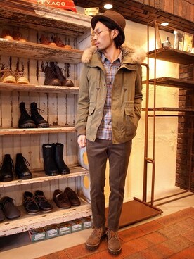 「LOUNGE LIZARD（ラウンジリザード）のアイテム（ブルゾン）」を使った、Thescrewさん（メンズ・170cm）の秋コーディネート
