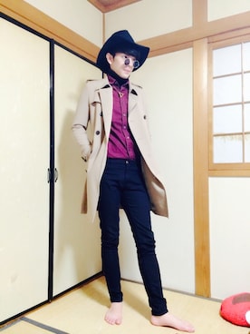 「JOHN LAWRENCE SULLIVAN」｜「アイテム（トレンチコート）」を使った、nasu tanさん（メンズ・178cm）の秋コーディネート