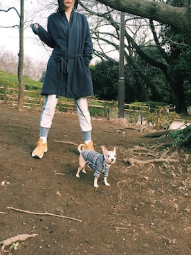 「bodco（ボッコ）のアイテム（その他アウター）」を使った、小林布結里さん（レディース・165cm）の冬コーディネート