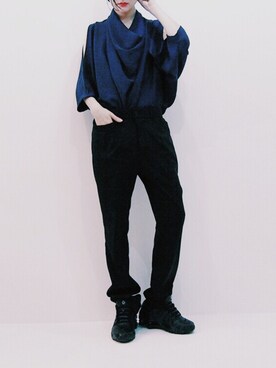 「JULIEN DAVID（ジュリエンデビッド）のアイテム（パンツ）」を使った、小林布結里さん（レディース・165cm）の春コーディネート