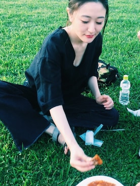 「BLESS（ブレス）のアイテム（トップス）」を使った、小林布結里さん（レディース・165cm）の夏コーディネート